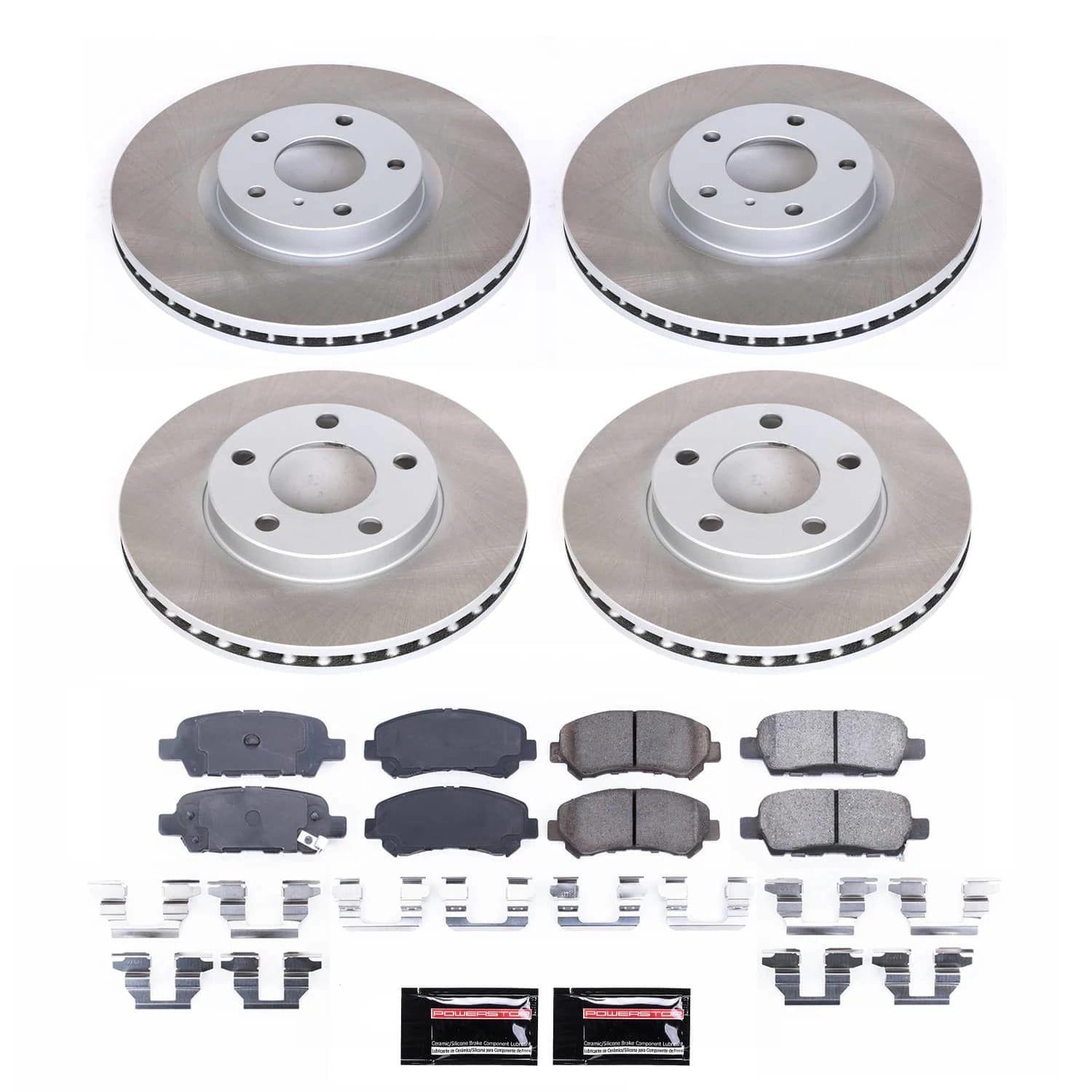 PowerStop Front and Rear Semi-Coated Rotor and Low-Dust Ceramic Brake Pad Kit SC6075