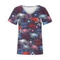 thumbnail image 5 of HEILAU American Flag Graphic T Shirts for Women 4th of July Vintage Print Independence Day Floral Casual V Neck T Shirt Patriotic Tops, 5 of 5