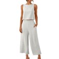 thumbnail image 2 of Cotton Linen Two Piece Sets for Women 2025 Wide Leg Two Piece Pants Set Casual Tank Tops Two Piece Outfits Summer Lounge Set, Limited Time Offer, 2 of 6