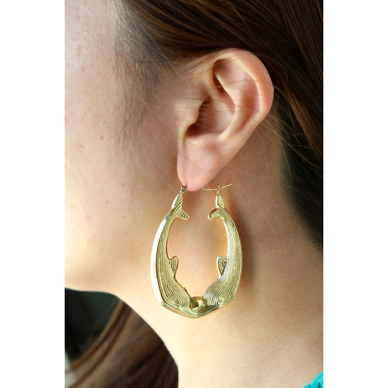 Kissing dolphin shop hoop earrings
