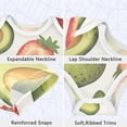 thumbnail image 3 of Avocados Strawberries Hand Drawn Pure Cotton Bodysuit Short Sleeve Pajamas One-Piece Romper Unisex 9M, 3 of 6
