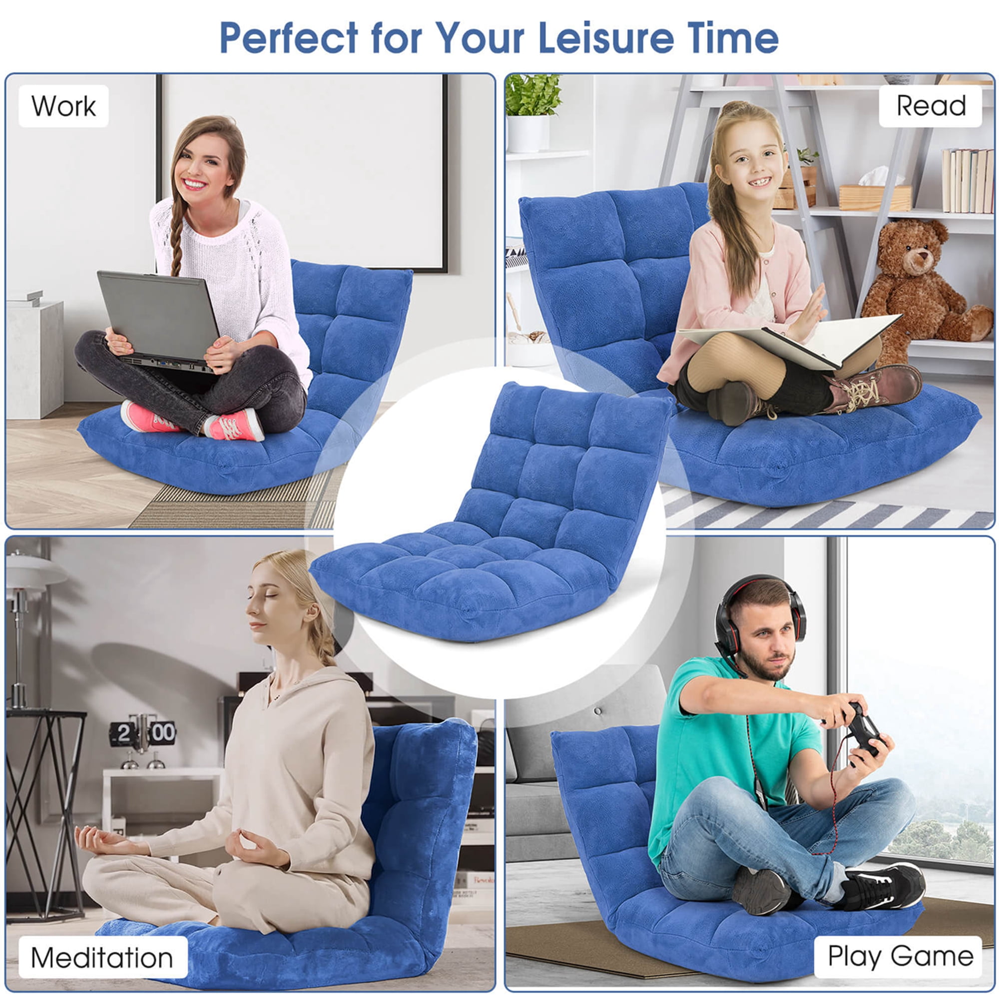 Costway Modern and Contemporary Coral Velvet Alloy Steel Pipe Sponge Solid Print Accent Chair, Blue