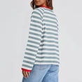 thumbnail image 5 of OWMEOT Women's Oversized Sweatshirt Striped Crewneck Tops Raglan Long Sleeve Pullover Shirts Loose Fall Y2K Outfits, 5 of 7