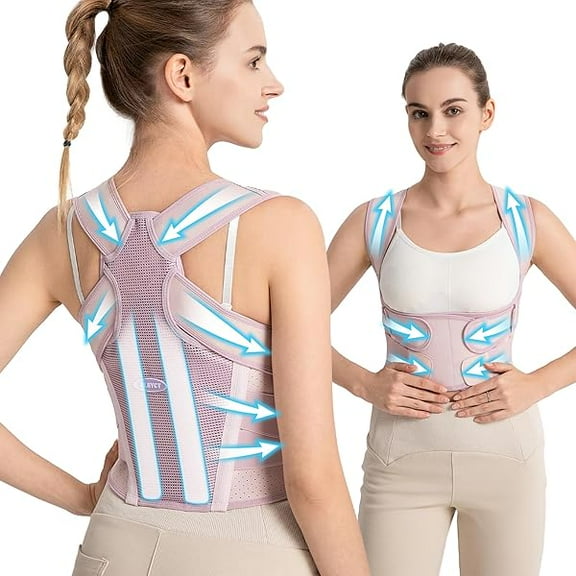 Posture Corrector for Women - 2 In 1 Back Brace Shoulder Straightener, Adjustable Full Back Support, Upper and Lower Back Pain Relief - Scoliosis, Hunchback, Hump, Thoracic, Spine Corrector (M)