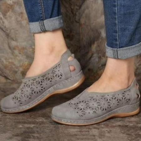 

CuiYou Sandals Breathable Wedge Heel Fashion Wedge Heel Slip On Hollow Out Shoes