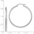 thumbnail image 2 of Beautiful 14K White Gold Diamond-cut 2.8x37mm Hollow Hoop Earrings, 2 of 2