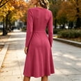 thumbnail image 5 of Ashirexll Long Sleeve Dress for Women A-Line Wrap Style Long Sleeve V-Neck Solid Color Dress with Cross Over Waist, 5 of 6