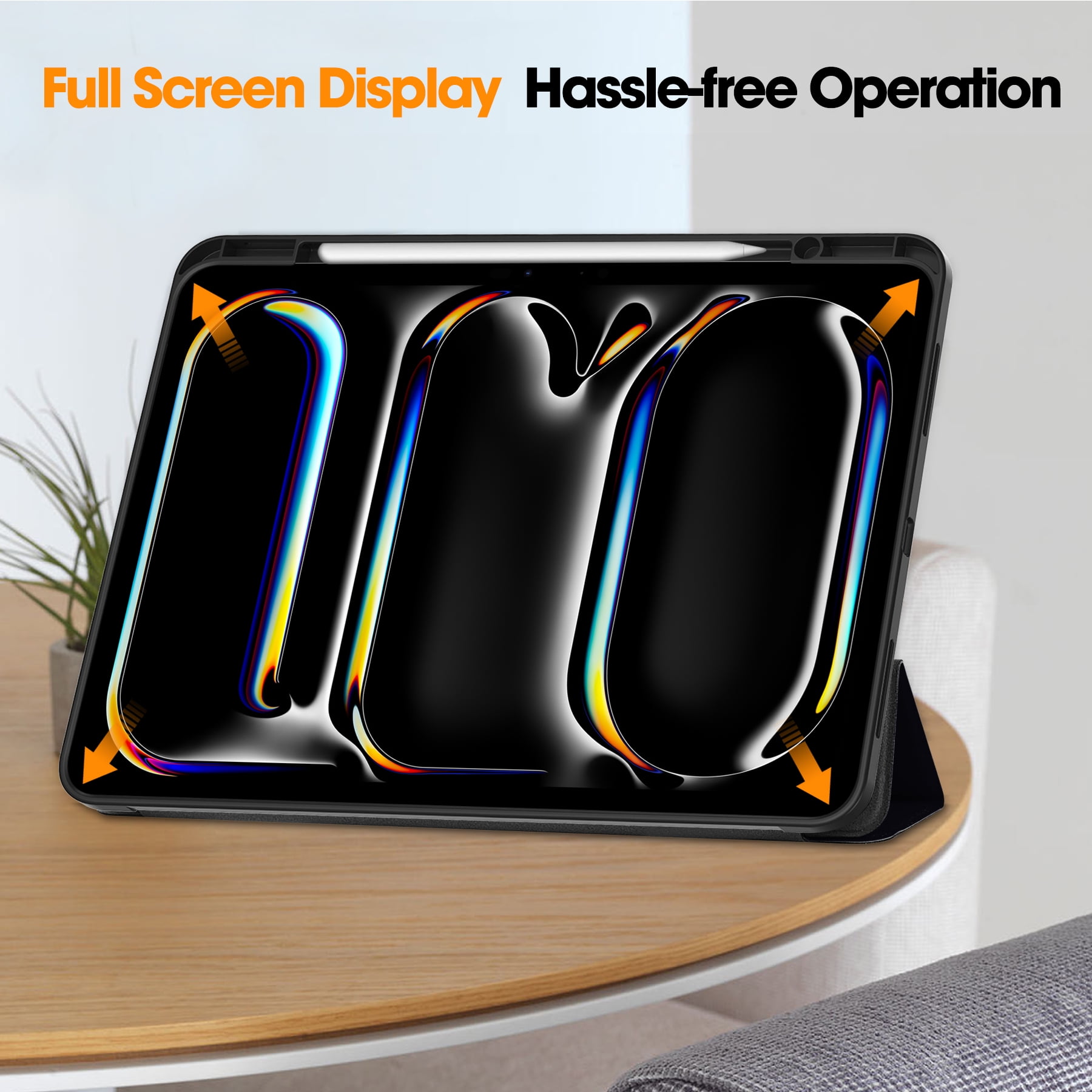 ShellTech Case for iPad Pro 13 inch 2024 with Pencil Holder,Slim Leather Smart  Auto Wake/Sleep Cover Full Body Protective Trifold Stand Soft TPU Back Case For iPad Pro 13" 2024,Eyes