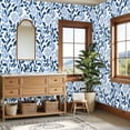 thumbnail image 4 of Peel and Stick Wallpaper Blue Floral Delicate Blooms Leaves Soft Blues Navy Wall Mural 23.6in x 9.8ft Self Adhesive Removable Wall Paper Renter Friendly Wallpaper for Nursery Bedroom Cabinets, 4 of 8