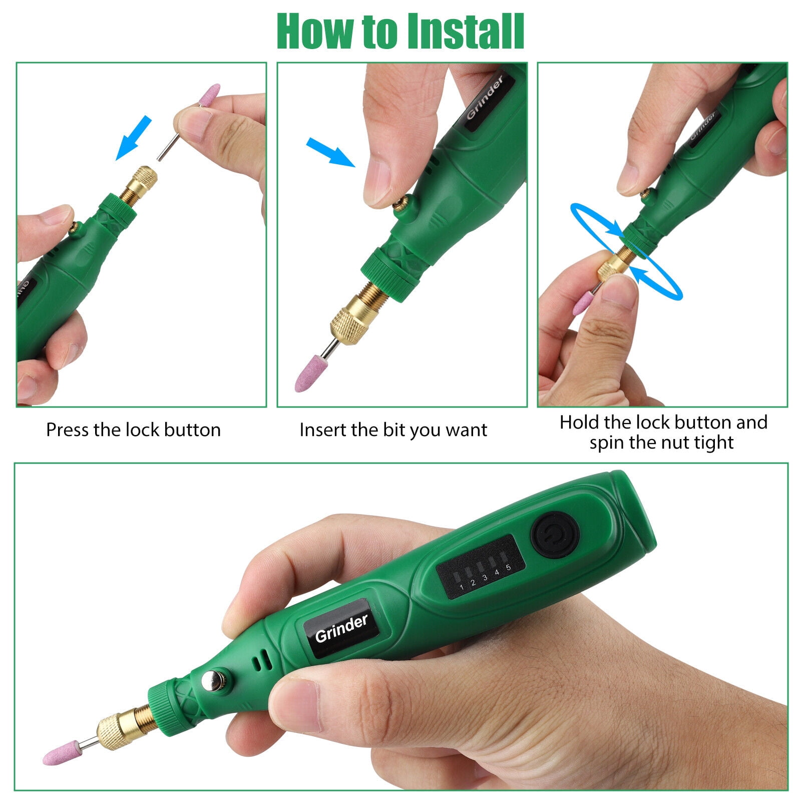 Rotary Tool Kit 5 Speed Cordless Rotary Tool Mini Grinder Rotary Tool Polishing Drill Kit