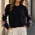 thumbnail image 2 of Iroehba Cardigan Sweaters for Women Long Sleeve Button Down Crew Neck Knit Tops Relaxed Cut Elegant Casual Outerwear for Daily Wear, 2 of 6