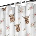 thumbnail image 3 of White Highland Cow Flower Pattern Shower Curtain 36"x72" ,Bathroom Decorative Shower Curtains Set with 12 Hooks,Modern Waterproof Washable Shower Curtain, 3 of 6