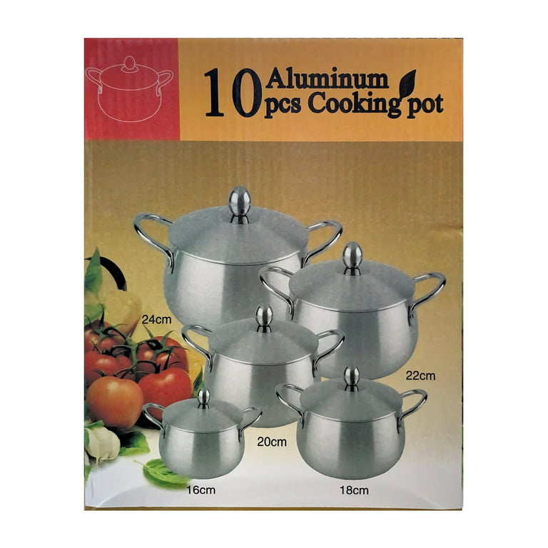 10 PC Aluminum Cooking Pot Set 