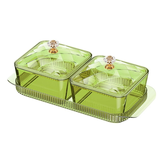 Plato para servir bocadillos de frutos secos Plato de aperitivo para cocina Comedor Hogar 2 cuadrícula verde