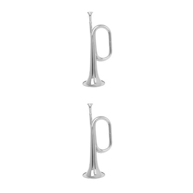Advancent Trompeta de caballería Juguete de aprendizaje temprano Instrumento de música Desarrollo intelectual Juguetes vocales Cuerno Plata 2piezas