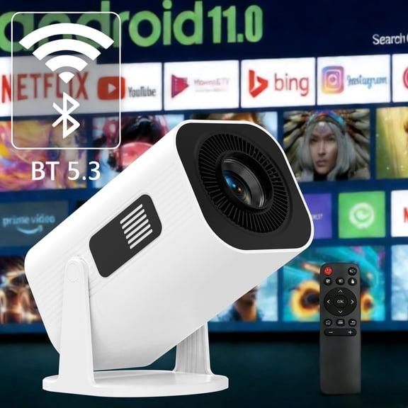 Gazsocy Portable Smart Video Projector with Wifi and Bluetooth ,Support 4K 1080P Video, for Home Bedroom Livingroom Movie Night