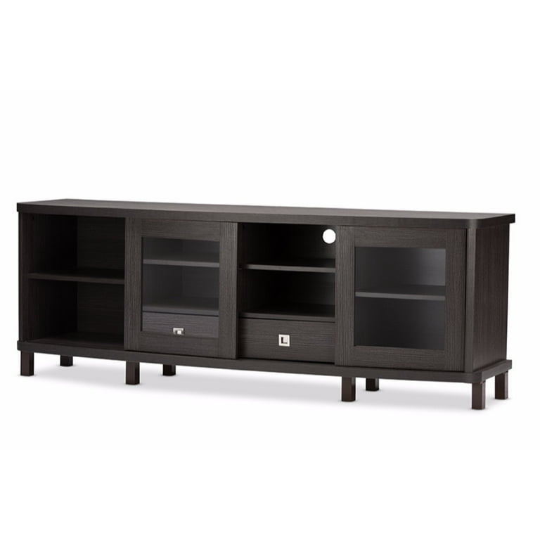 Baxton Studio Walda 70-Inch Dark Brown Wood TV Cabinet with 2 Sliding Doors and 2 Drawers Baxton Studio Walda 70-Inch Dark Brown Wood TV Cabinet with 2 Sliding Doors and 2 Drawers