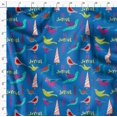 thumbnail image 4 of Soimoi Blue Velvet Fabric Text & Bird Artistic Fabric Prints By Yard 58 Inch Wide, 4 of 5
