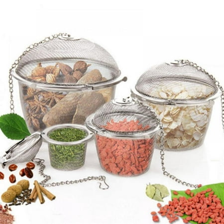

Stainless Steel Twist-Lock Spice Ball Chained Lid Sphere Mesh Tea Strainer Herb Spice Filter