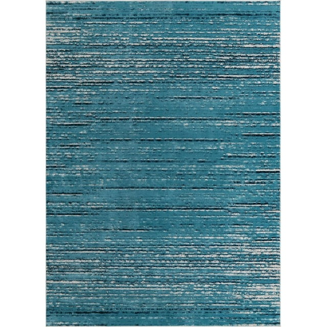 Unique Loom Oasis High-Low Pile Stripes Area Rug 9' x 12' Rectangle Blue/Ivory