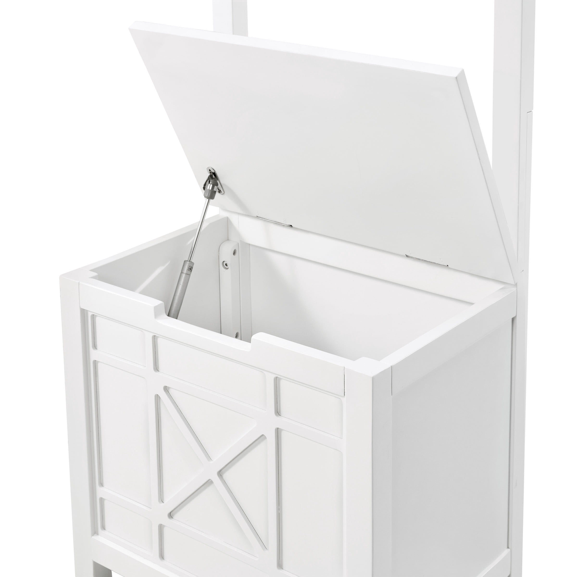 Alaterre Furniture Derby Laundry Hamper w/Towel Rack in White with Gray Cushion