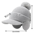 thumbnail image 3 of Fleece Beanie Hats with Earflaps Visor Brim Winter Knit Ski Cap Winter Hats for Women Pom Pom Ball Gray One Size, 3 of 5