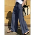 thumbnail image 5 of Biekopu Women's Wide-Leg Lounge Pants Solid Color Drawstring Elastic Waist Loose Comfy Casual Pajama Pants Sleep Sweatpants Trousers, 5 of 5