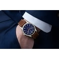 thumbnail image 3 of Carribean Joe Men's Analog Watch, 42.5mm Silver Round Case, Navy Blue Dial, Brown Vegan Leather Strap, Battery Powered Quartz Movement, 3 of 7