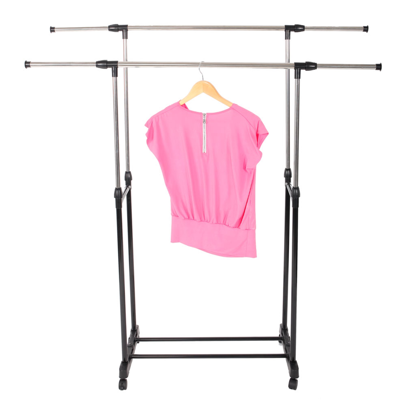 Simple Houseware Standard Double Rod Garment Rack, Black