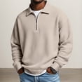 thumbnail image 2 of Qicasul Men Hoodless Sweatshirt for Retro Casual Knit Lightweight Zipper Front Hoodless Sweatshirt Pullover For Everyday Wear And Outdoor Activities Khaki XL, 2 of 4