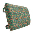 thumbnail image 1 of Retro Lumbar Pillow, Abstract Geometric Squares Motif with Summer Toned Contrast Lines Graphic, Soft Back Cushion Office Chairs with Adjustable Straps, 14" x 13", Orange Sea Green Grey, by Ambesonne, 1 of 7