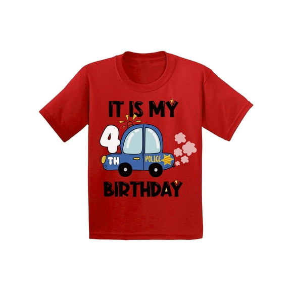 Awkward Styles My 4th Birthday T-shirt Police Car Toddler Shirt Future Policeman Top