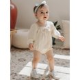 thumbnail image 6 of Cjfdfy Newborn Baby Girl Spring Fall Outfit Cotton Gauze Baby Clothes Bubble Romper Infant Long Sleeve Square Neck Bow Decor Jumpsuit Bodysuit Playsuit, 6 of 9