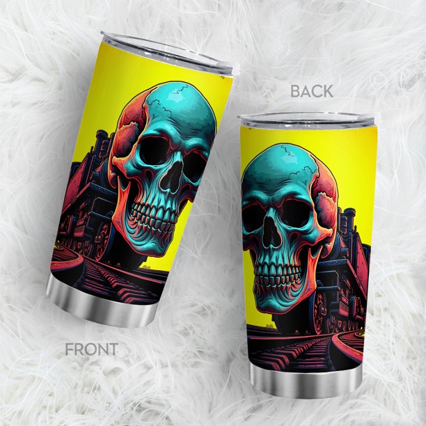 Vaso Oasisdream de acero inoxidable de 600 ml con estampado de calaveras