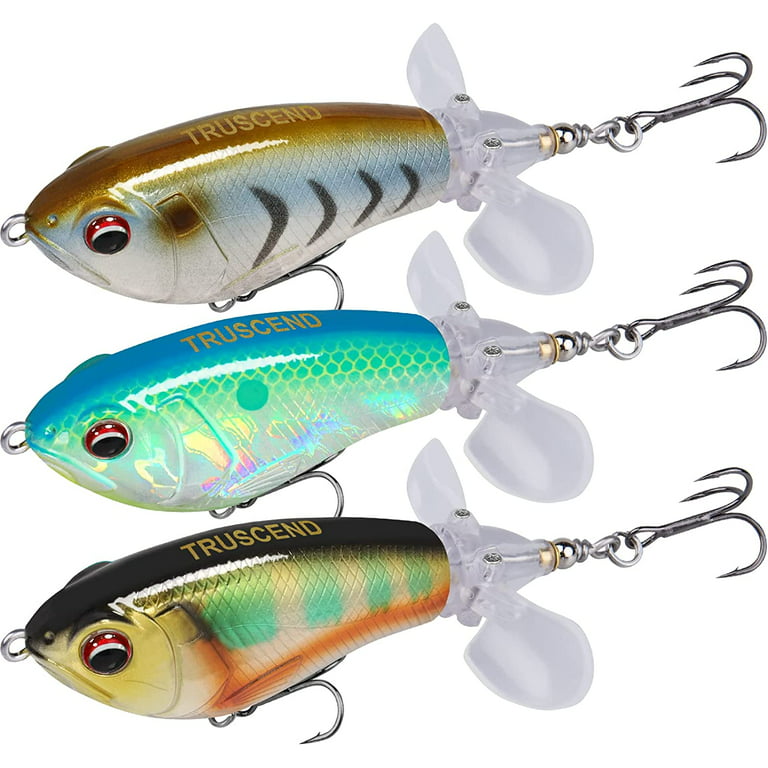 Topwater Fishing Lures with BKK Hooks, Plopper Fishing Lure for Bass  Catfish Pike Perch, Floating Minnow Bass Bait with Propeller Tail, Top  Water