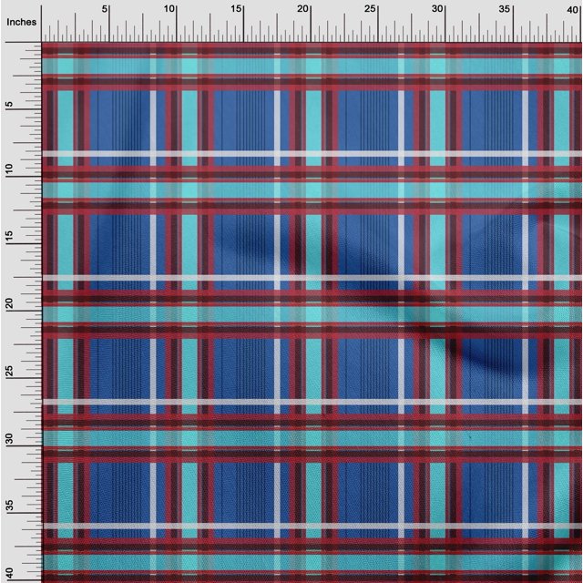 oneOone Silk Tabby Blue Fabric Madras Check Craft Projects Decor Fabric Printed By The Yard 42 Inch Wide