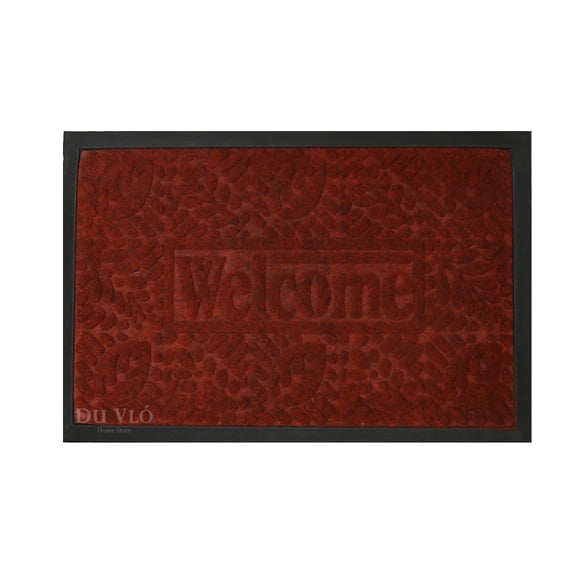 Tapete para Entrada de PVC y Alfombra de Uso Rudo para Interior y Exterior con Leyenda Bienvenido Du Vló Tapete Felpudo Rojo
