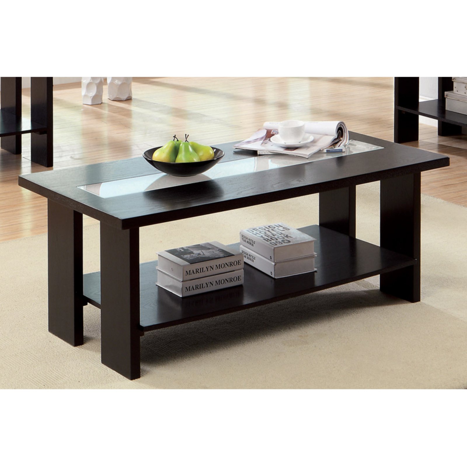 Furniture Of America Artena Modern LED Light Top Accent Coffee Table Espresso Walmart