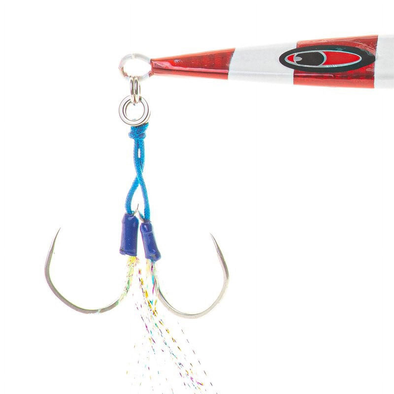 Jigs R Us Mobster Slow Pitch Jig Red Glow 250g Rigged with Top and Bottom Dual Assist Hooks
