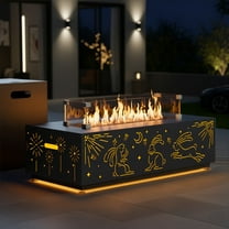 RADIATA 42" Rectangle Fire Pit Table, Dual-Fuel (Propane or Natural Gas), 50000 BTU,LED Rabbit Light, CSA Certified, Dark Gray