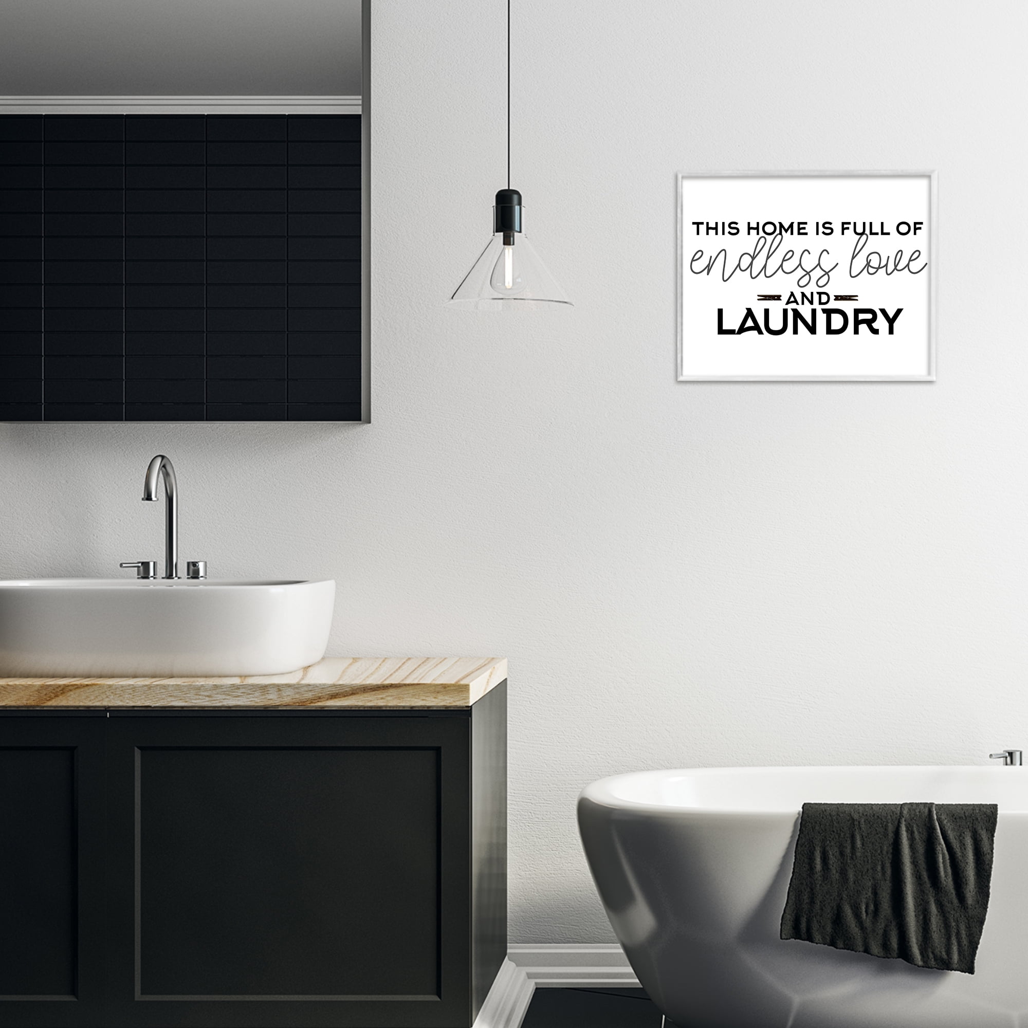 Endless Love & Laundry Minimal White Framed Giclee Art, design by Kim Allen