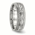 thumbnail image 4 of Stainless Steel Polished Diamond Cut Ring Size 12, 4 of 6