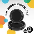 thumbnail image 4 of Exquisite Plastic Plate Combo, 100 Pack, 9 & 7 Inch Black Plastic Disposable Party Plates, 4 of 7