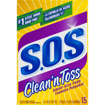 S.O.S. Clean 'n Toss Steel Wool Cleaning Pads - Dual-Sided - 15 Piece, Multicolor