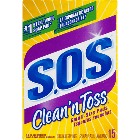 S.O.S. Clean 'n Toss Steel Wool Cleaning Pads - Dual-Sided - 15 Piece, Multicolor