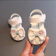 thumbnail image 5 of Quealent Girls Leather Soft Closed Toe Princess Flat Shoes Summer Sandals(Toddler/Little Kid) White for Size 9.5, 5 of 6