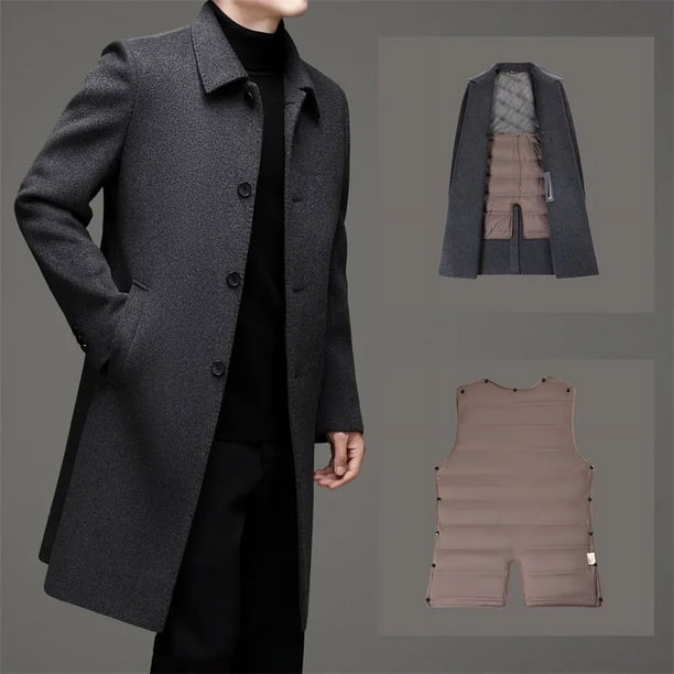 Ropa de diseñador de lujo Abrigo de lana para hombre Abrigo grueso de plumón de ganso con calefacción para invierno Chaqueta de plumón súper gruesa de invierno Especialmente negra