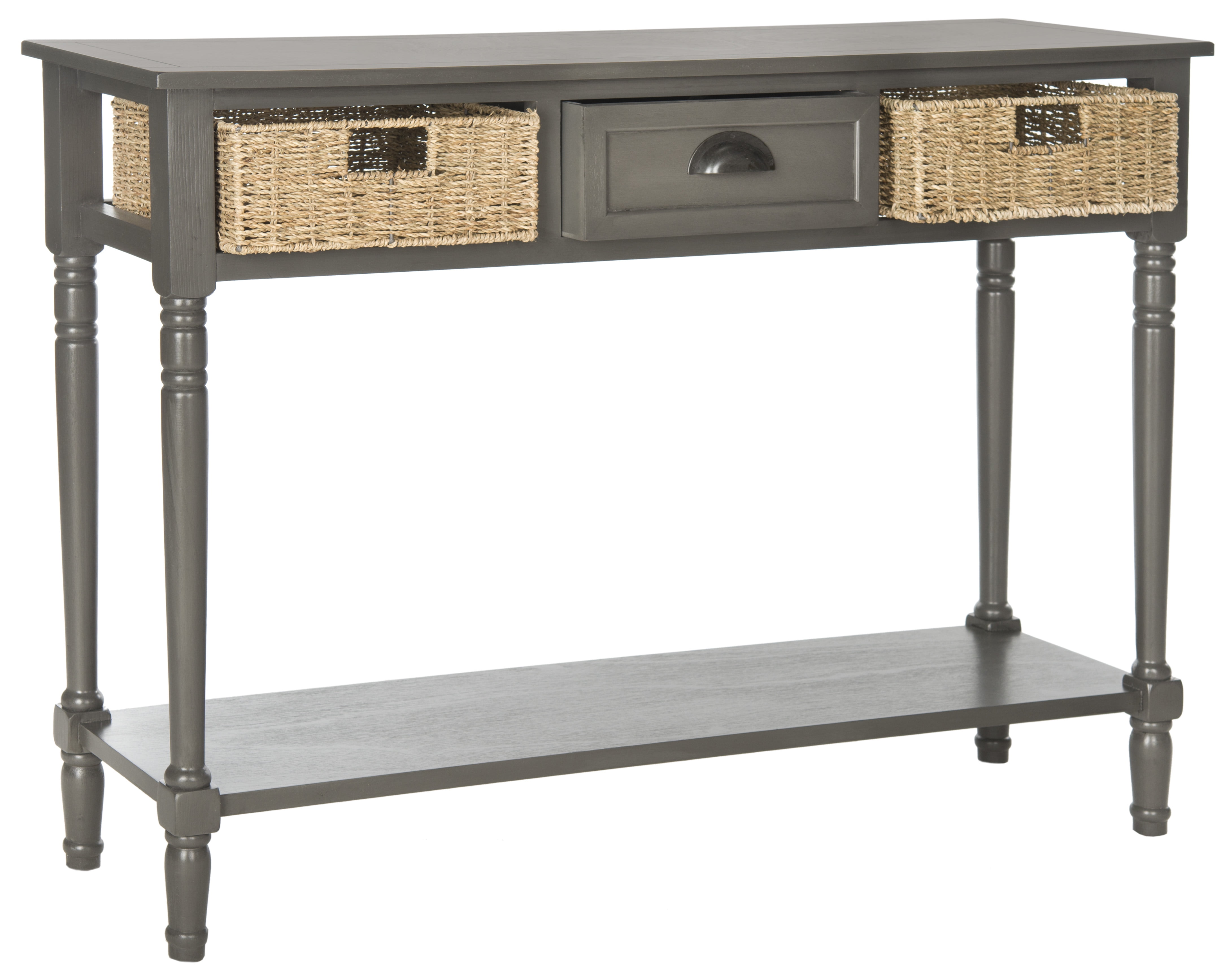 SAFAVIEH Winifred Wicker Console Table with Storage, Grey