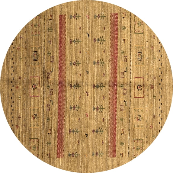 Ahgly Company Indoor Round Abstract Brown Contemporary Area Rugs, 5' Round