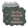 thumbnail image 3 of Inkdotpot Hang Tags Good Bye Tension Hello Pension Retirement Favor Bracket Shape Gift Tags Real Rose Gold Foil Bonbonniere Tag Pack Of 100, 3 of 7